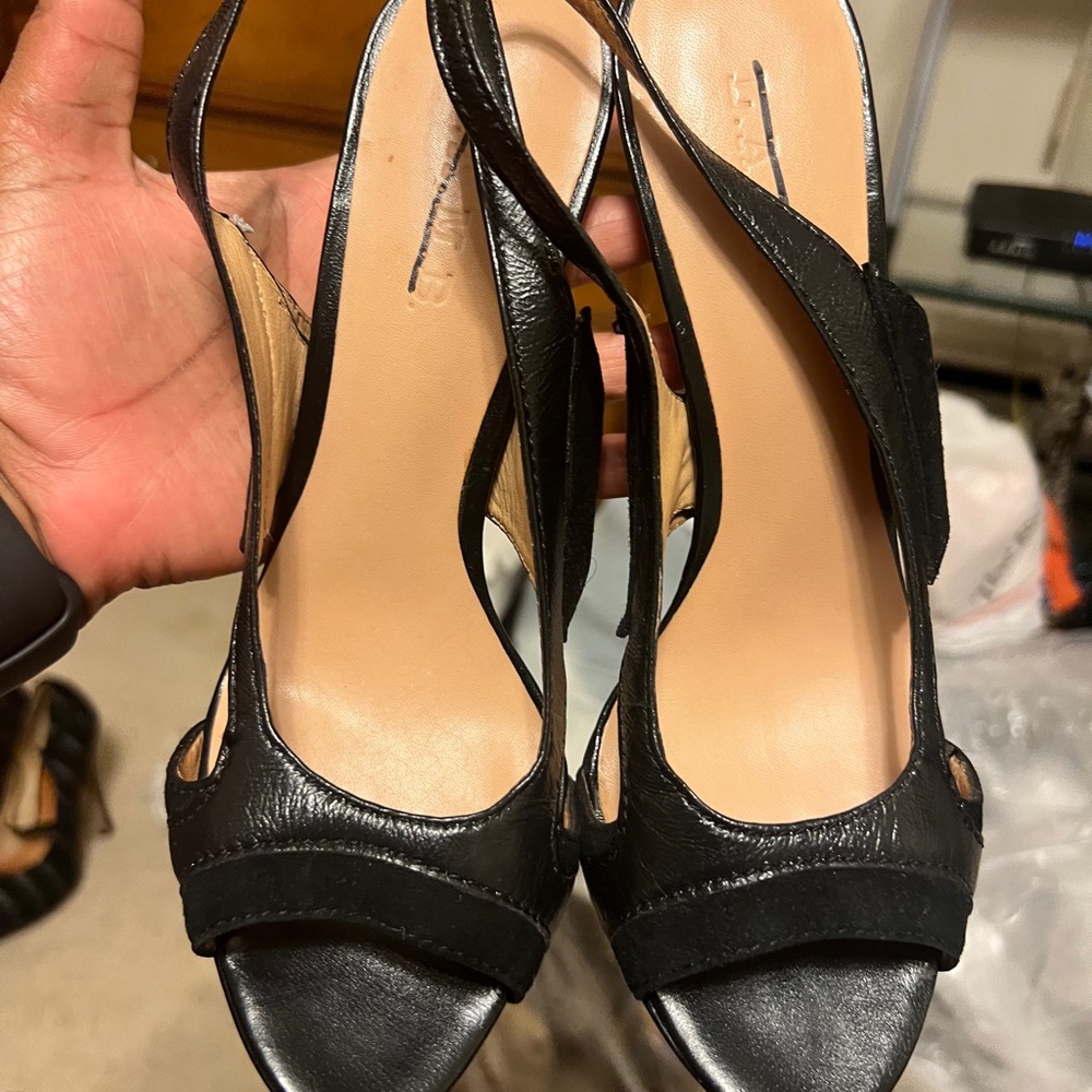 L.A.M.B. Black Slingback Heels